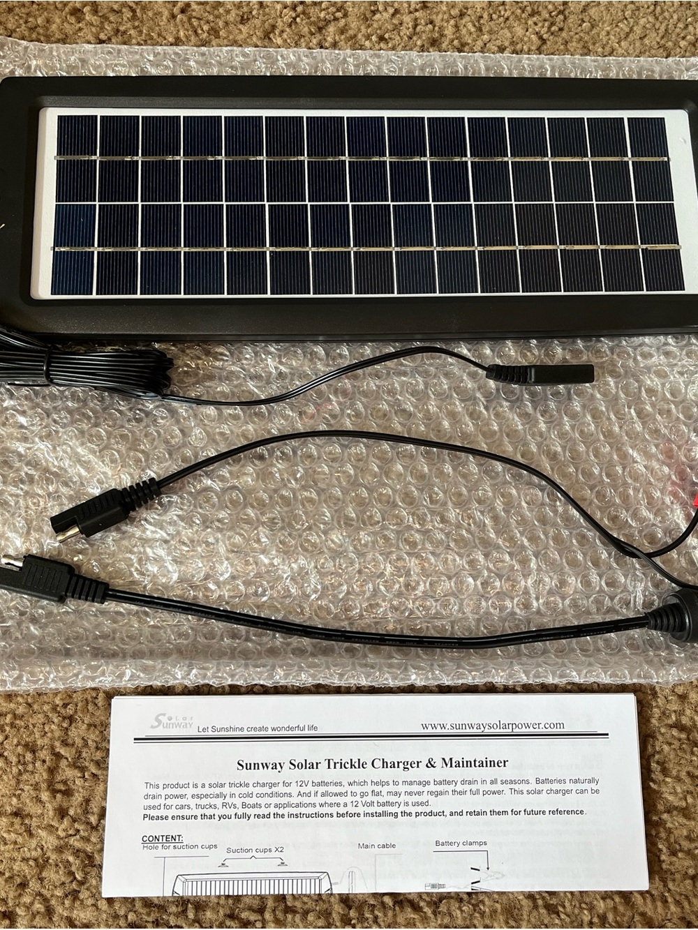 New Sunway Solar Trickle Charger and Maintainer 4W